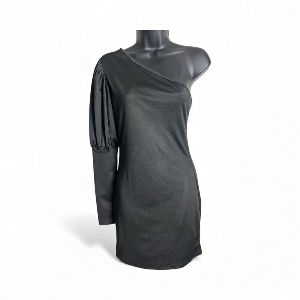 NWT Elegant Black One-Shoulder Dress Size Lg